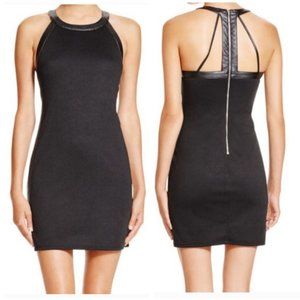 Vegan leather trimmed dress